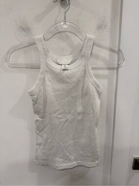 H&M White Ribbed Tank Top - Women